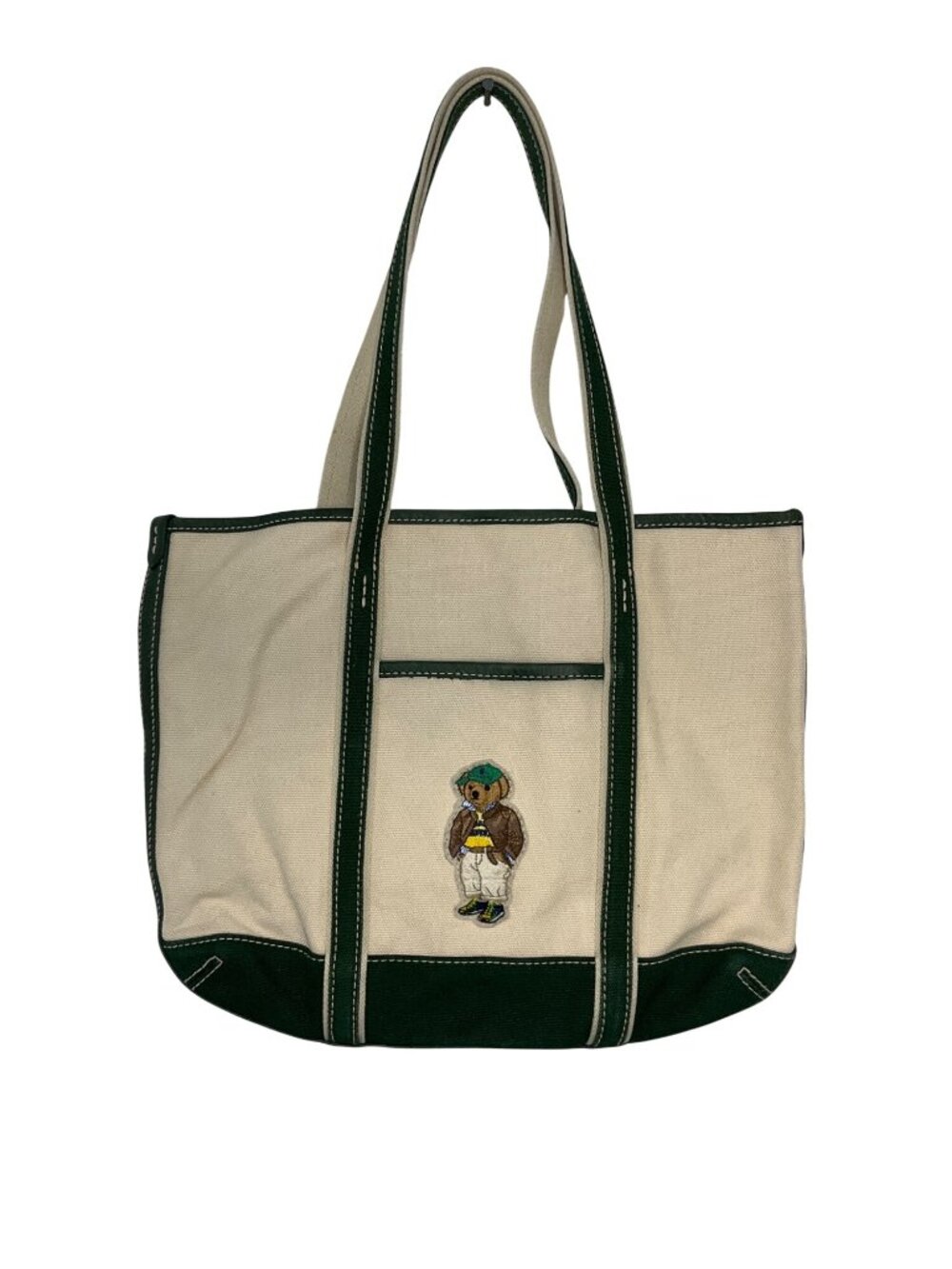 Polo Ralph Lauren Fall Bear Tote in Ecru & Juniper Womens Bag - Picture 6 of 13